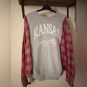 Kansas Long Sleeve Flannel upcycled top